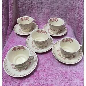 Sunny Brook Woodstone China Tea Cups And Saucers (5) Made in England